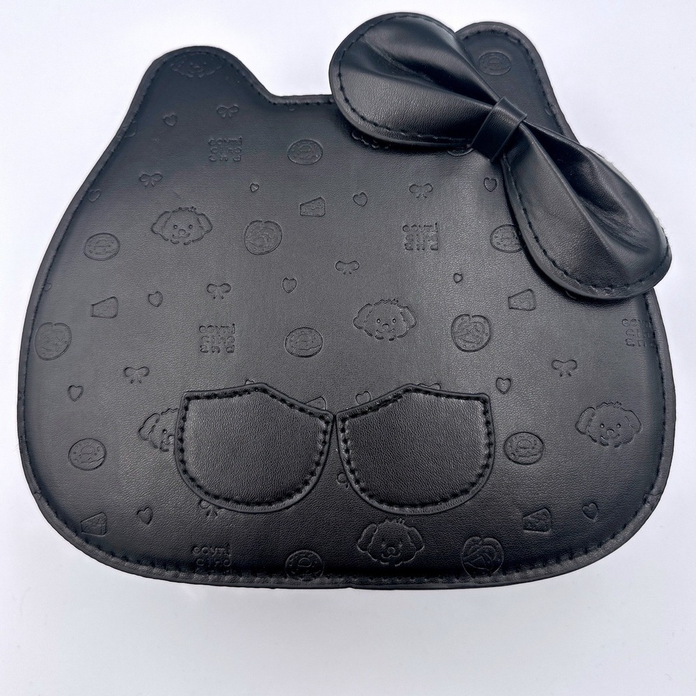 Hello Kitty Inspired Black Faux Leather Crossbody Bow Purse Adjustable Strap